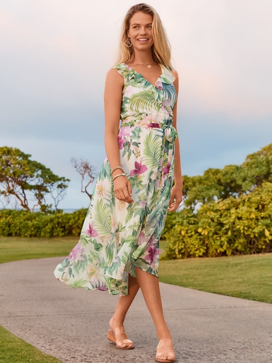 Tommy Bahama Dresses & Skirts - Tommy Bahama XS Tropical Bliss Printed Sleeveless Belted Dress White Multi NWT
